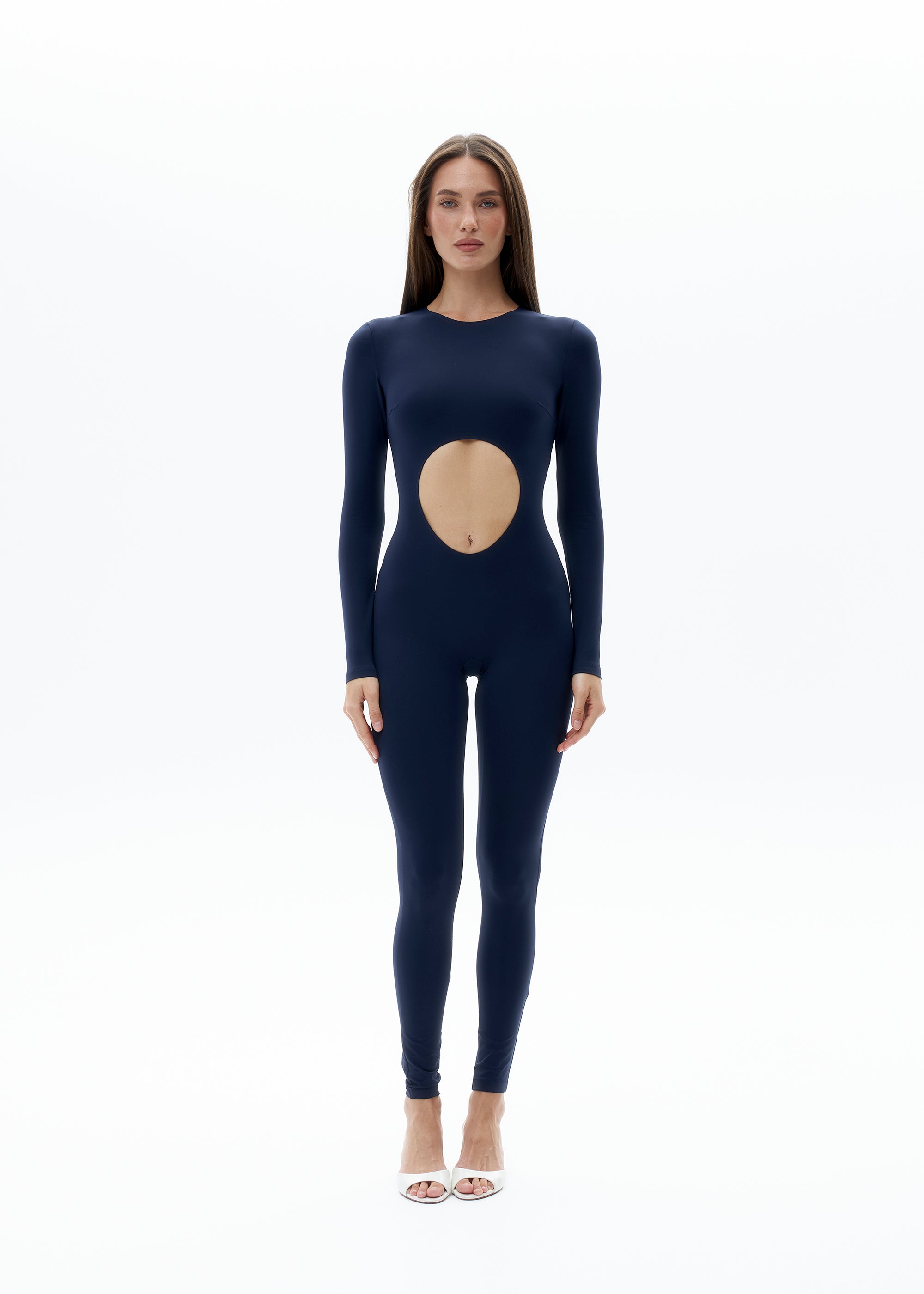 Jumpsuit Arabesque Cutout Longsleeve Navy Blue